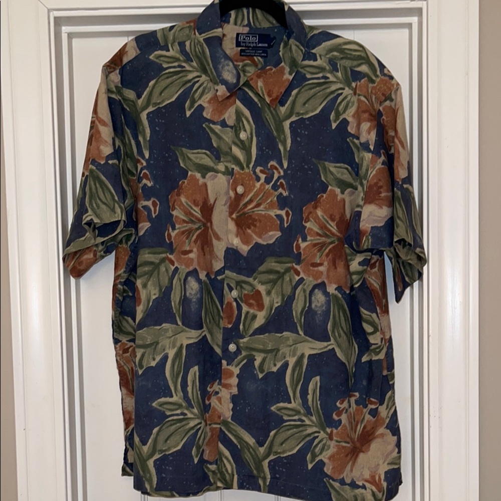 Polo by Ralph Lauren Blue and Green Casual Button Down Shirt